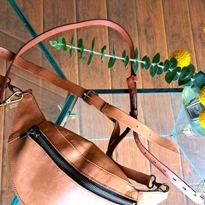 Brown leather fanny pack